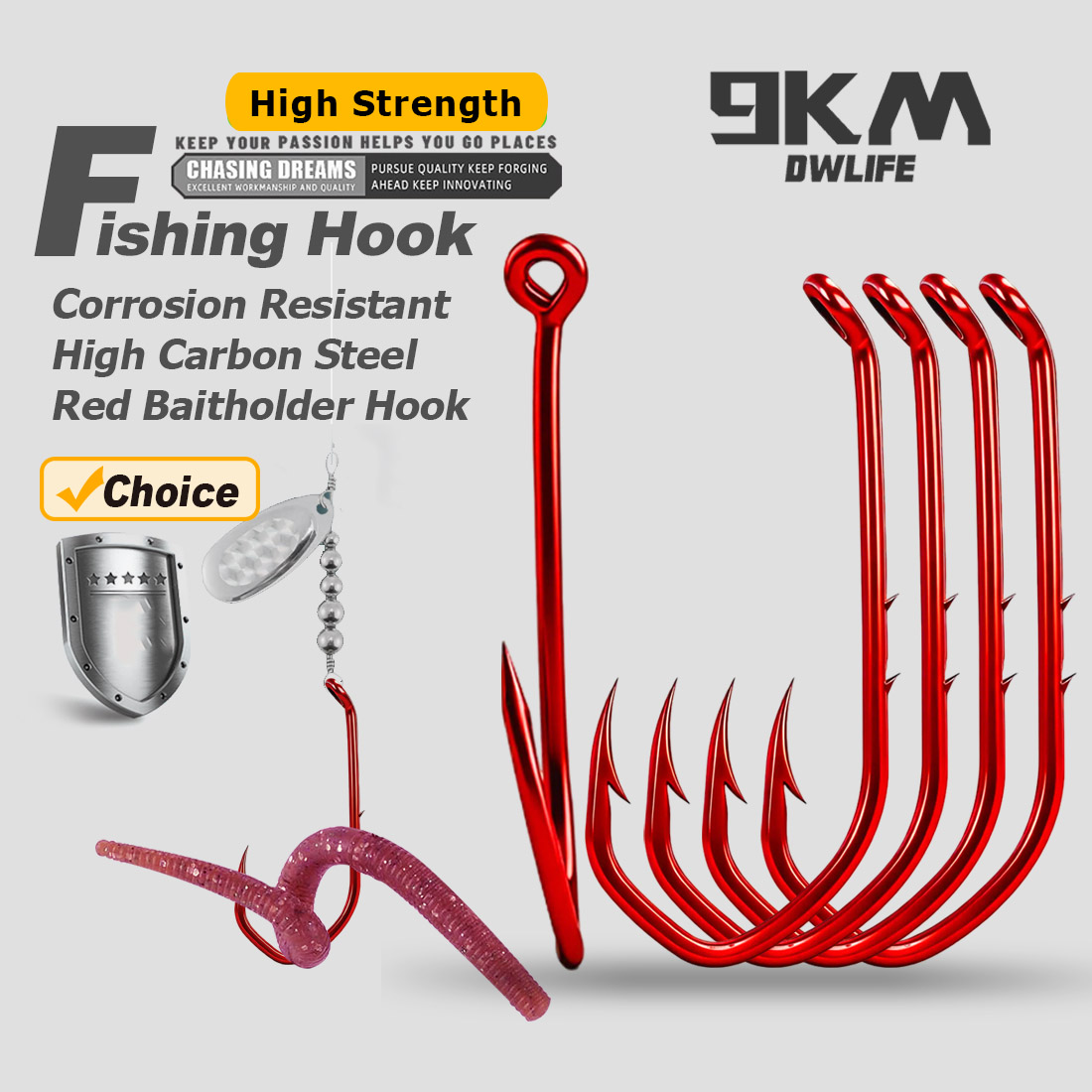 Fishing Hook Offset - Ganchos de Pesca 9KM Baitholder, 50-100